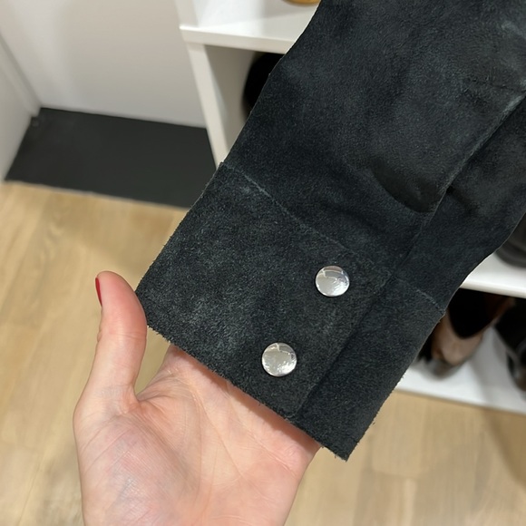 Isabel Marant Étoile Round Neck Black Suede Leather Jacket - Picture 7 of 7